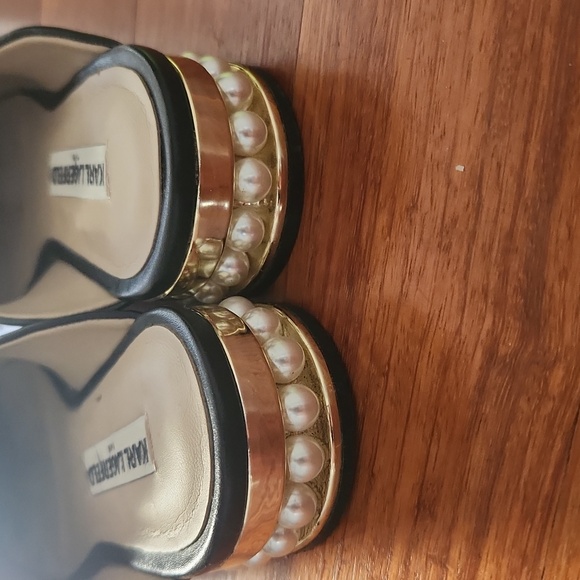 Karl Lagerfeld Pearl and Black Leather Loafers Size 9.5 - Picture 4 of 14